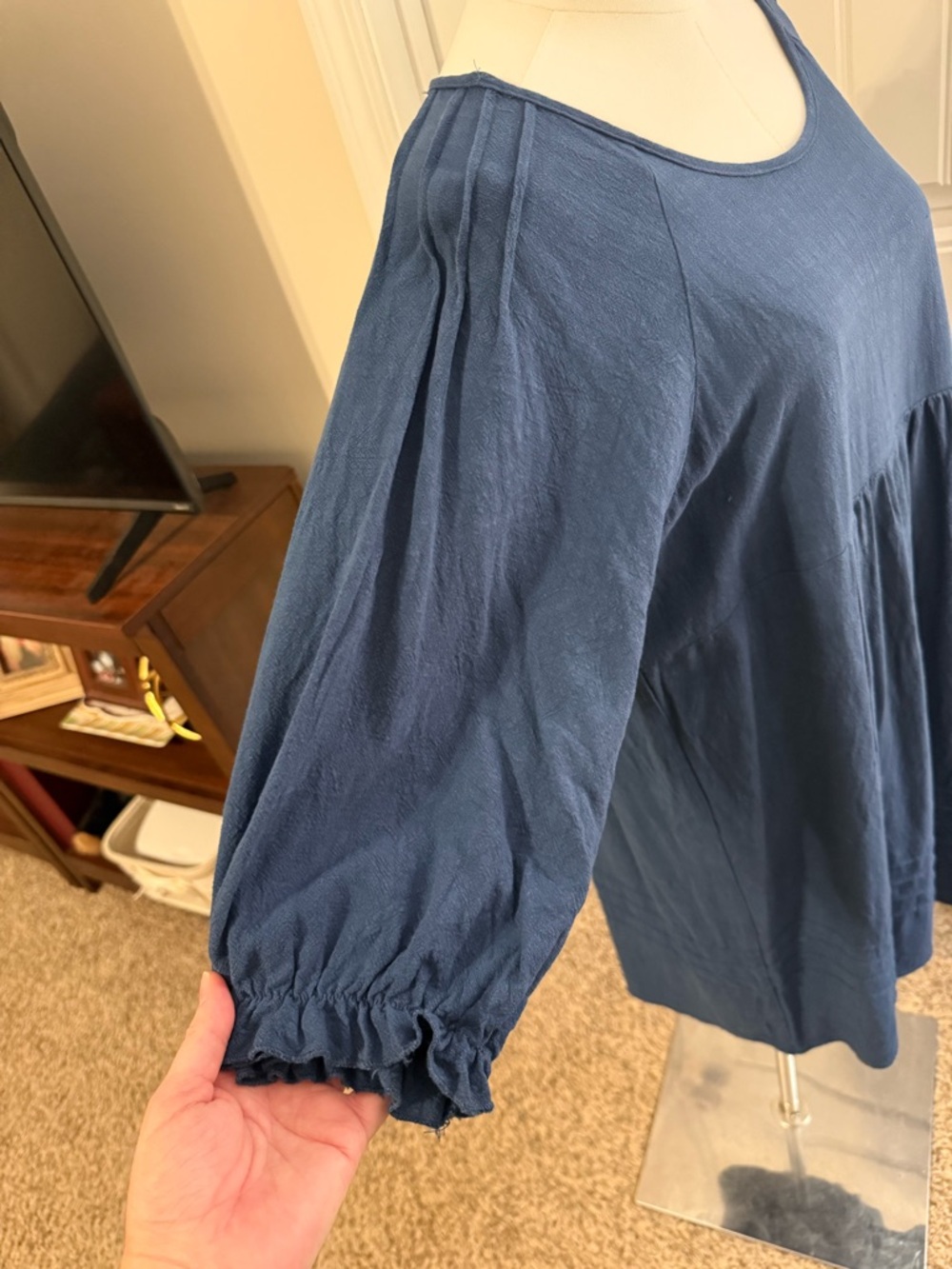 Umgee Navy Blue Linen Blend Dress - Picture 7 of 13